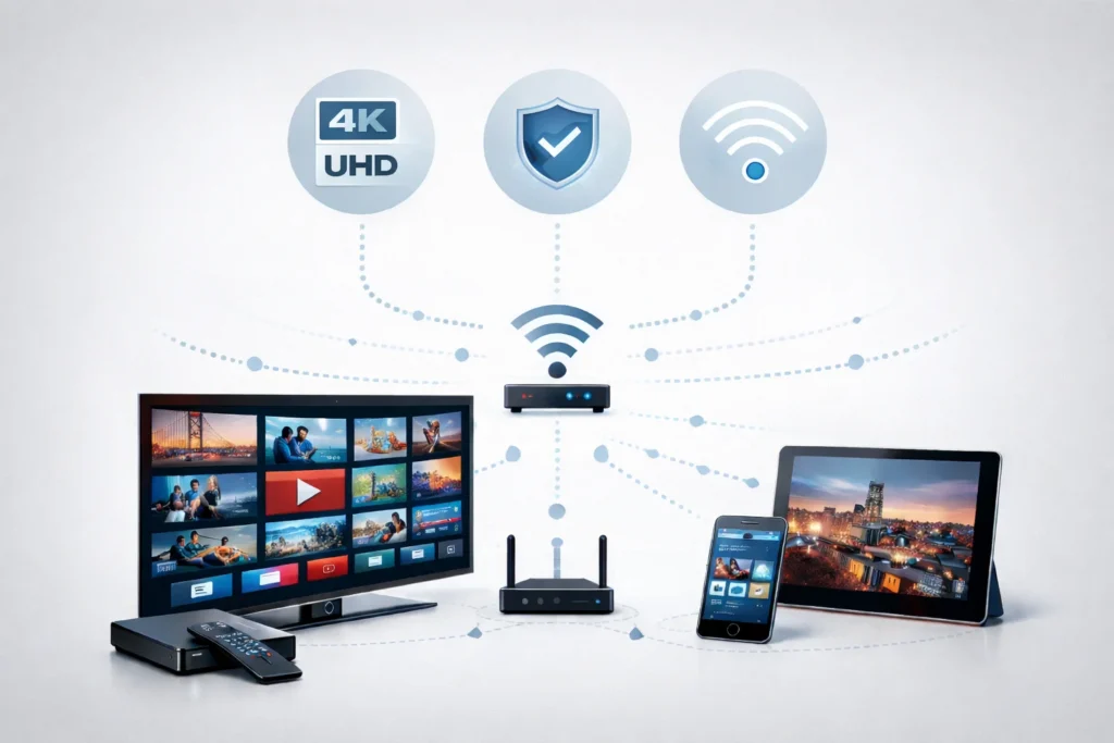 Instalação de IPTV Portugal em vários dispositivos com streaming IPTV estável