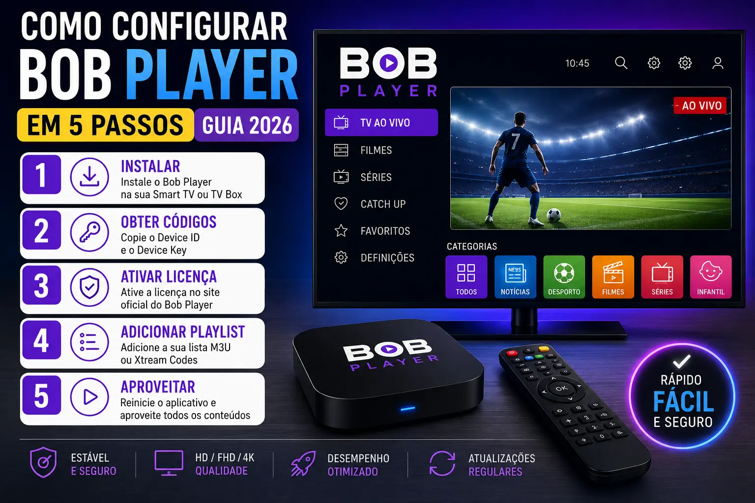 Como Configurar Bob Player numa Smart TV passo a passo em 2026