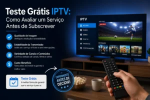 Pessoa a avaliar um teste grátis IPTV numa Smart TV através de uma ligação segura à internet
