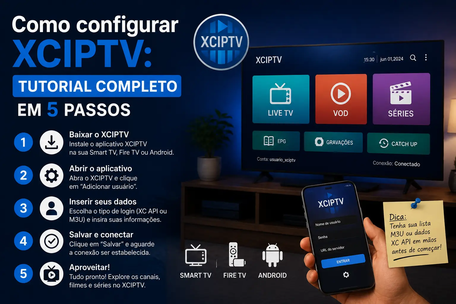Ecrã de Android TV num tutorial sobre como configurar XCIPTV com uma ligação segura