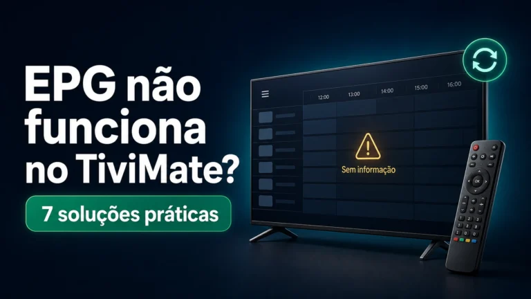 EPG não funciona no TiviMate: guia sem informação num televisor com comando ao lado