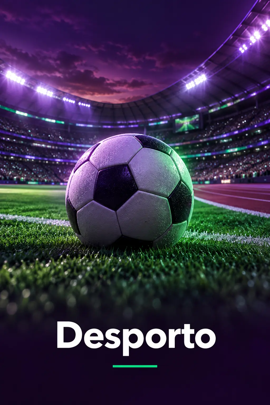 Bola de futebol num estádio iluminado na categoria Desporto