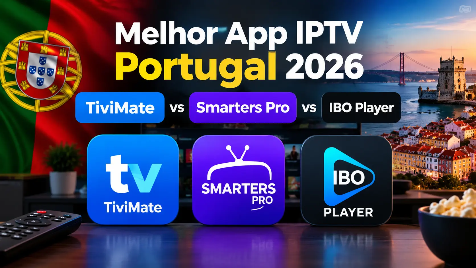 Melhor app IPTV Portugal 2026 — TiviMate, IPTV Smarters Pro e outros players numa Smart TV